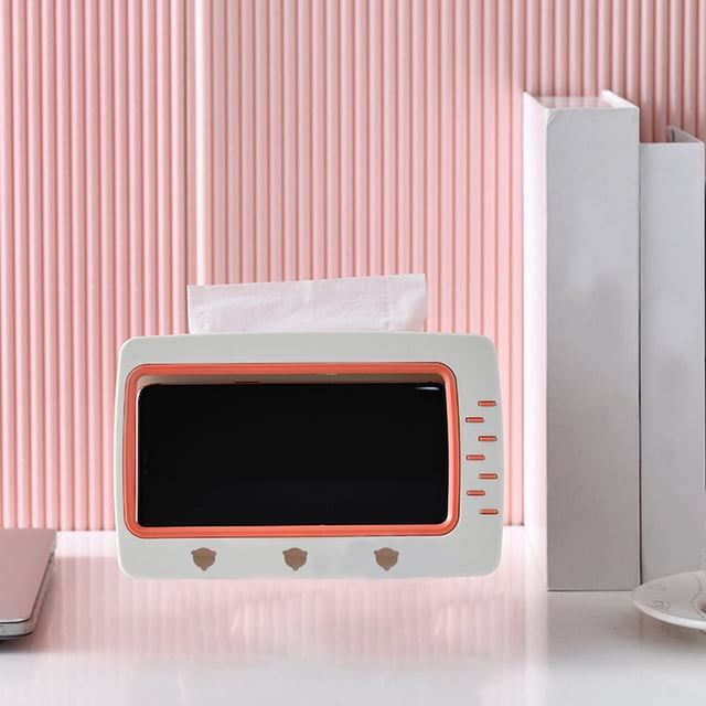 Fiudx Caja de Pañuelos, Diseño Similar a Un Televisor, Función de Soporte para Teléfono Móvil, Moderna y Práctica, Fácil de Transportar y Limpiar, para Uso Doméstico y de Oficina, Tamaño 18,5 X 14,5