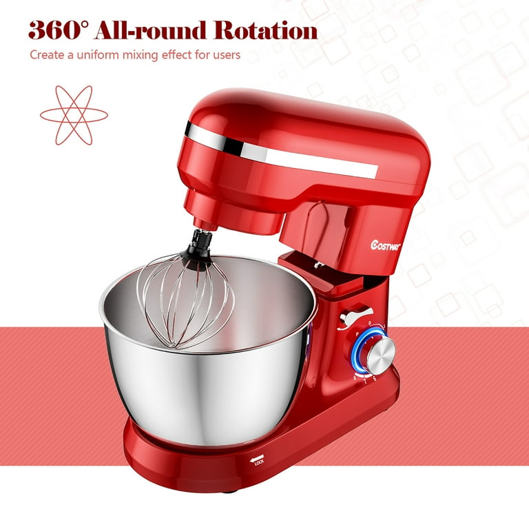 4.8 Qt 8-speed Electric Food Mixer with Dough Hook Beater - Costway