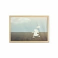 thumbnail image 1 of Retro Wall Art with Frame, Silhouette of a Little Girl with Balloon Under Cloudy Sky Wooden Ground Design, Printed Fabric Poster for Bathroom Living Room, 35" x 23", White Brown, by Ambesonne, 1 of 2