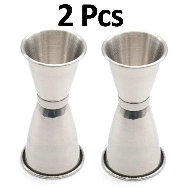 2 Pcs Cocktail Jiggers Stainless Steel Measuring Cup Jigger Bar 50ML/30ML FREE Eyeglass Pouch by