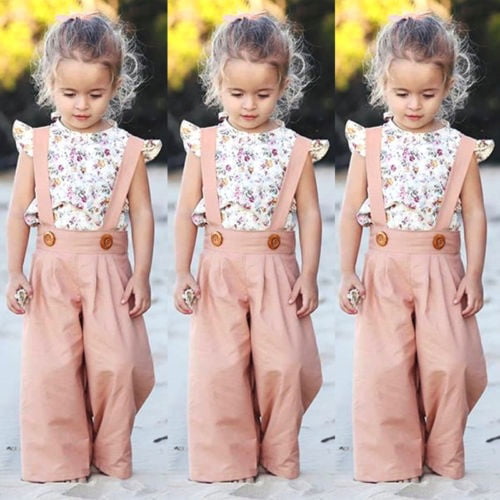 Toddler Baby Girls Autumn Outfits Clothes Floral Tops Shirt+Long Pants 2PCS Set 