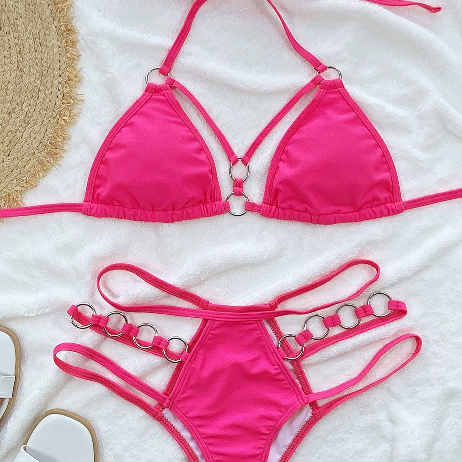 Women's Swimwear Ladies Fashion Solid Color Print Split Bikini