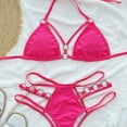 thumbnail image 4 of REORIAFEE Women Bikini Set 2 Piece Swimsuit Tropical Tropical Bathing Suit Split Bikini Circle Lace Sling Swimsuit Hot Pink M, 4 of 7