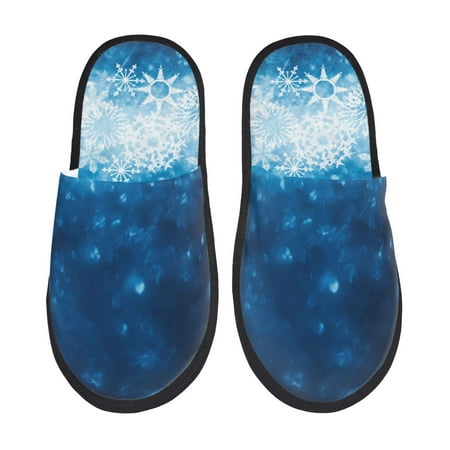 

Adobk Blue Glitter Sparkles Print Slippers Indoor Outdoor Retro Slippers House Soft Fluffy Slides Cushion Furry Slippers-Large