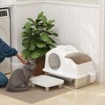thumbnail image 2 of PawHut Grande Litière pour Chat en Acier Inoxydable avec Paroi Haute, 2 of 10