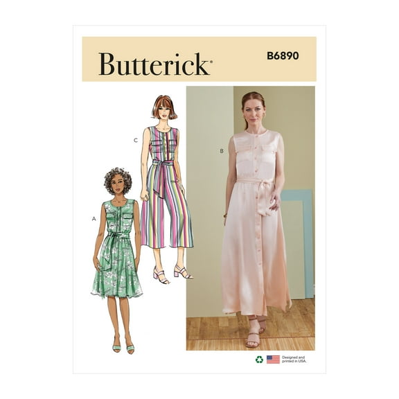 Butterick Sewing Pattern 6890 Dresses, Jumpsuits A5 (6-8-10-12-14)