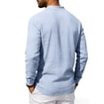 thumbnail image 4 of JAJAHO Mens Linen Long Sleeve Polo Shirt Classic Button Down Collar Casual Business Relaxed Fit Breathable Summer Lightweight Top Versatile Tops, 4 of 9