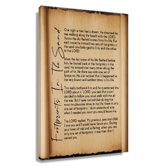 Footprints in The Sand Poem Wall Decor Prints Poster for Bedroom Art Hanging Painting Canvas Colouring Modern Home Vertical Artwork