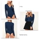thumbnail image 5 of Bodysuit V cuello encaje manga larga color puro elegante botón mujeres mono para fiesta, 5 of 6