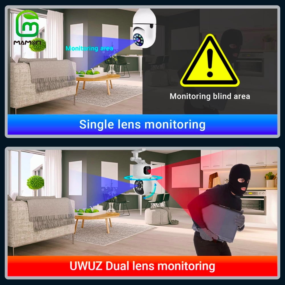 Baby Monitor Indoor Security WiFi Camera Dual Lens Dual Screen 4MP 2K Resolution with Pan Tilt Zoom/ Motion Alerts Ideal for Baby and Pet Home Security Multiple Storage Options Work with Alexa