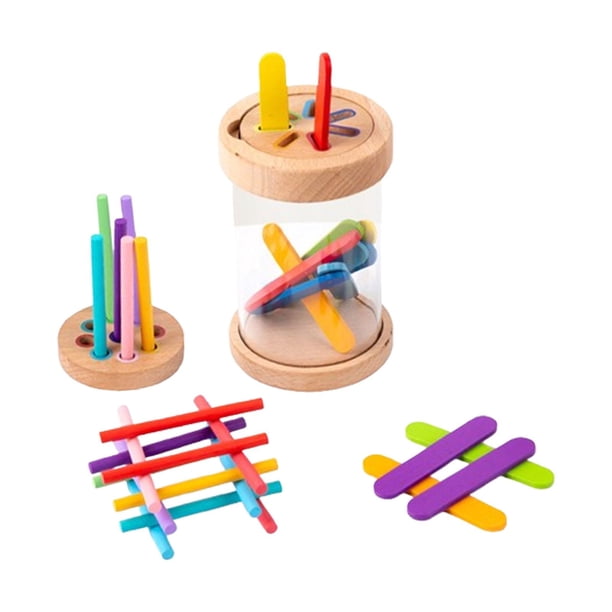 Woodtoe Bâtonnets en bois Montessori - 7 couleurs, jouets de tri d'apprentissage pour tout-petits de