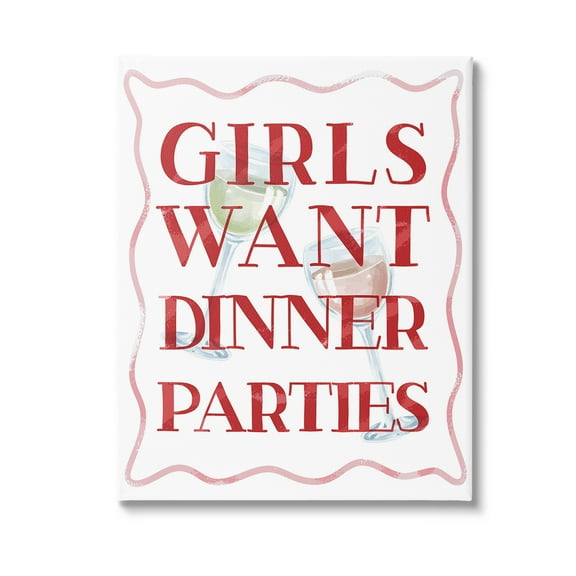 Stupell Industries Girls Want Dinner Parties Food & Beverage Painting Gallery Wrapped Canvas Art Print Wall Art, 16 x 20