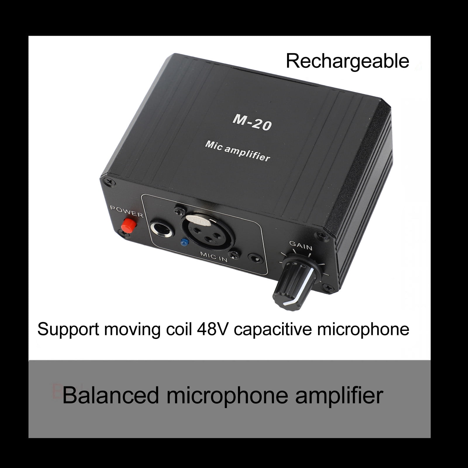 Microphone Preamplifier Microphone Preamp, High Gain 48V Power Microphone for Dynamic Microphone