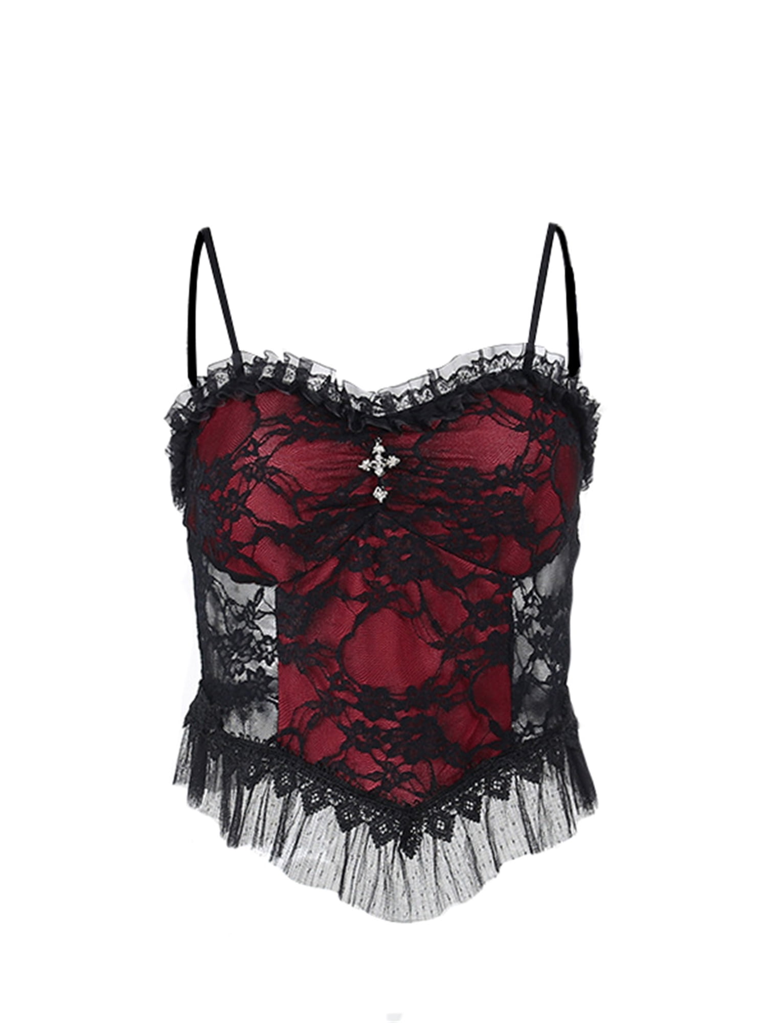 red lace tank top