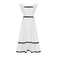 thumbnail image 4 of Sakmal Womens Dresses Mid-Length White Square Neckline Sleeveless Loose Fit Solid Pleated Ruffle Shift Dress, 4 of 7