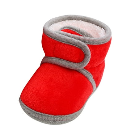 

kpoplk Toddler Girl Boots Baby Shoes Fleece Warm Booties Shoes Fashion Solid Color Non Slip Breathable Toddler Sneakers Girls(Red)