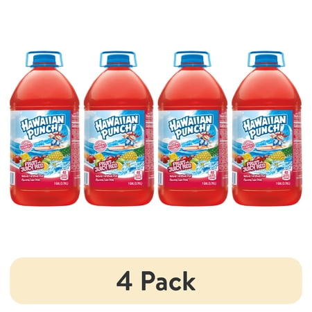 (4 pack) Hawaiian Punch Fruit Juicy Red Juice, 1 Gal, Bottle