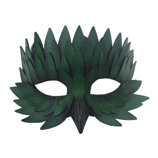 Máscara de pájaro cómoda de usar, cubrebocas, máscara de mascarada para escenario, graduación, cumpleaños verde