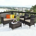 thumbnail image 1 of Patiojoy 4 PCS Patio Rattan Wicker Furniture Set Outdoor with Cushions, 1 of 7