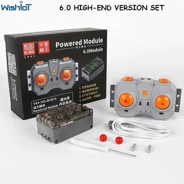 Blocks MOULD KING 6CH APP Linear Motor Remote Control 6.0 Fast Speed Charging Powered Module Battery Box for MOC PF Technical Cars 240120