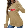 thumbnail image 3 of Hello Kitty Long Sleeve Shirts for Women Casual Crew Neck Basic Fall Tops Loose Fit Comfy Khaki 28Inch, 3 of 5