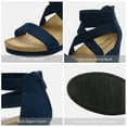 thumbnail image 4 of Dream Pairs Women's Elastic Ankle Strap Sandals Wedge Open Toe Platform Sandals Nini-3 Navy Size 10, 4 of 7