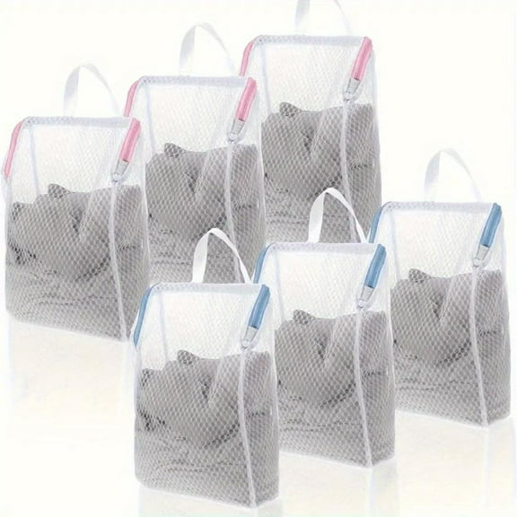 6pcs Socks Bag for Washing Machine Delicate Laundry Bag, Extra Large Opening, with Handle, Pink and Blue Laundry Bags, for Washing Lingerie Wash Bag, for Items Lingerie Travel Garment