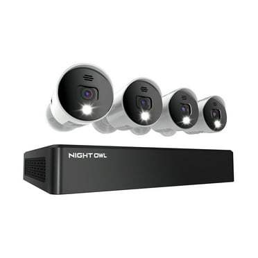 Night Owl Security Camera System CCTV, 8 Channel BT DVR with 1TB Hard Drive, 4 Wired 4K Ultra HD Spotlight Surveillance Bullet Cameras, Audio Enabled Indoor Outdoor Cameras with Night Vision