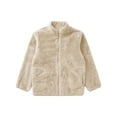 thumbnail image 3 of ranrann Girls Stand Collar Warm Outerwear Zipper Polar Fleece Jacket Casual Long Sleeve Coat Khaki 2-3, 3 of 5