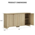 thumbnail image 2 of DSstyles 61" Large Buffet Sideboard Cabinet with 4 Fluted Doors and Storage, Modern Kitchen Storage Cabinet with Adjustable Shelves, Farmhouse Coffee Bar Cabinet for Kitchen, Living Room, White/Oak, 2 of 8