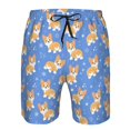 thumbnail image 3 of Balery Kawaii Corgi Traje de Baño Estilo Hawaiano para Hombre, Shorts de Secado Rápido con Bolsillos-Large, 3 of 6