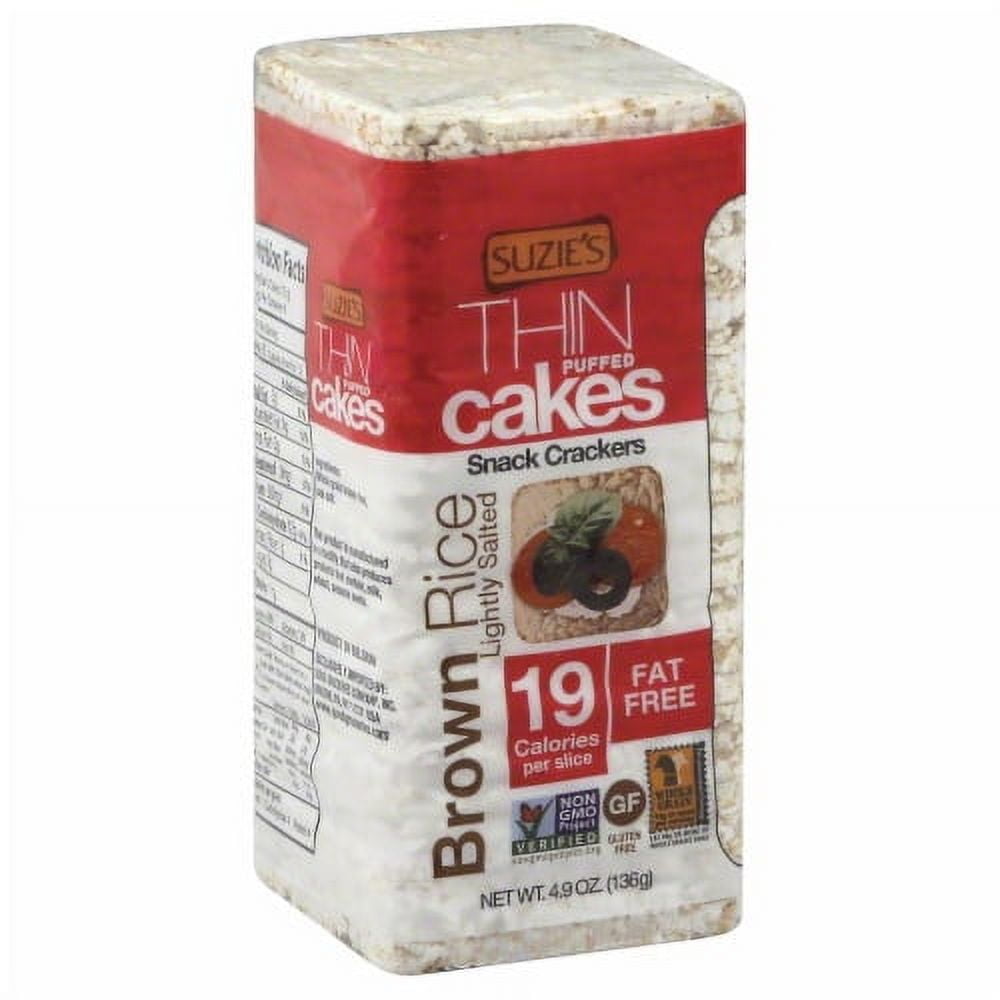 Suzie's Thin Puffed Cakes Gluten Free Brown Rice Lightly Salted 4.9 oz Pack of 3