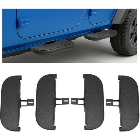 Kojem Rugged Side Steps for 2007-2018 Jeep Wrangler JK Unlimited JKU 4-Door Running Boards, High-Strength Steel Step Bars, Powder-Coated & Textured, 4-Piece Set