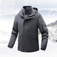 thumbnail image 2 of HOOMEUMY Men's Winter Jacket Fleece Lined Waterproof Windproof Hooded Outdoor Coat Warm Thick Snow Ski Jacket Gray L, 2 of 9