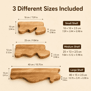 MEHOOM Set of 3 Live Edge Solid Wooden Floating Shelves, Rustic Farmhouse Vintage Wall Shelf Display Decor for Living Room, Bathroom, Bedroom, Brown