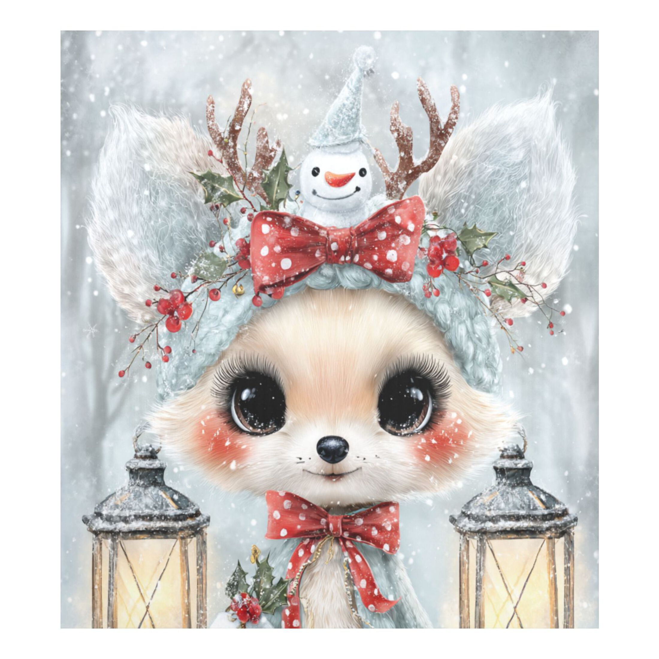 Dishwasher Magnetic Refrigerator Magnet Cover Sticker Home Decorative 23"x26" Cute Kawaii Fox Pattern