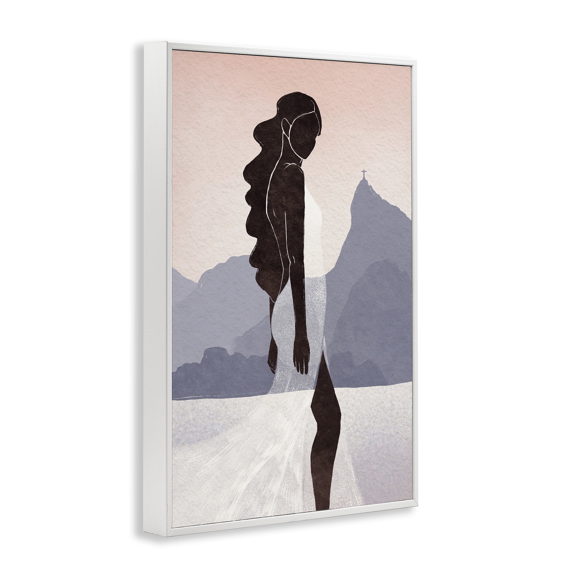 Stupell Industries Garota Silhouette Portrait White Framed Giclee Art, design by Yuyu Pont