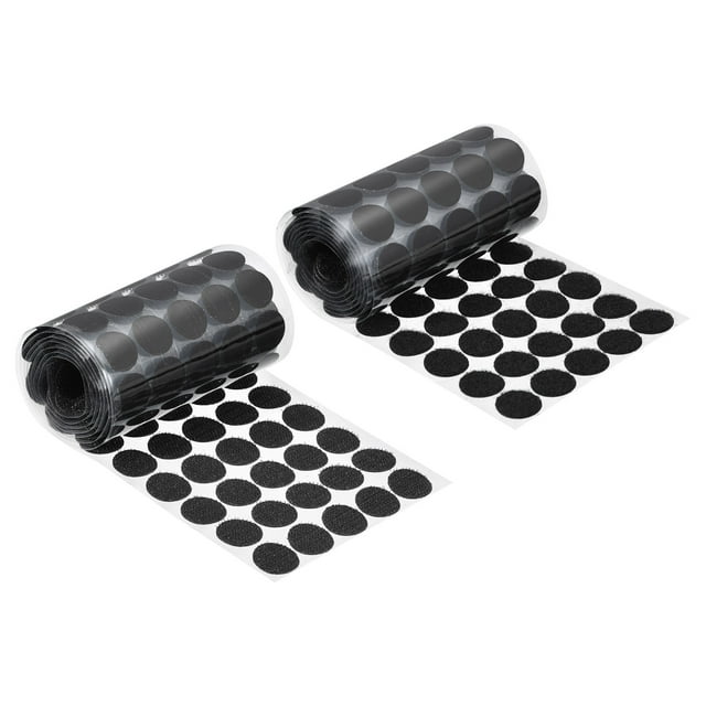 Autoadhesivos Puntos, 150 Pares 0,79" - Fusión Tela Gancho y Bucle Monedas Cintas, Pequeños Redondos Puntos para Aula, Oficina, Hogar, Bricolaje Manualidades (Negro)