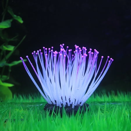 Sea Urchin Fish Tank Artificial Silicone Sea Anemone with Glowing Effect for Fish Tank Aquarium Ornament Decoration ()