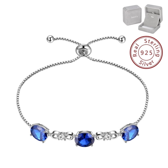 Pulsera con Piedra de Nacimiento de Septiembre para Mujer, Pulseras de Zafiro Azul, Joyería de Plata Esterlina 925, Idea de Regalo para Madre y Esposa en Navidad, San Valentín y Día de la Madre