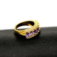 thumbnail image 4 of Uloveido Gold Plated 7 Stones Mother Ring, Oval Cut Simulated Amethyst Wedding Band, Purple Cubic Zirconia Jewelry J501 (Gold, Purple, Size 8), 4 of 7