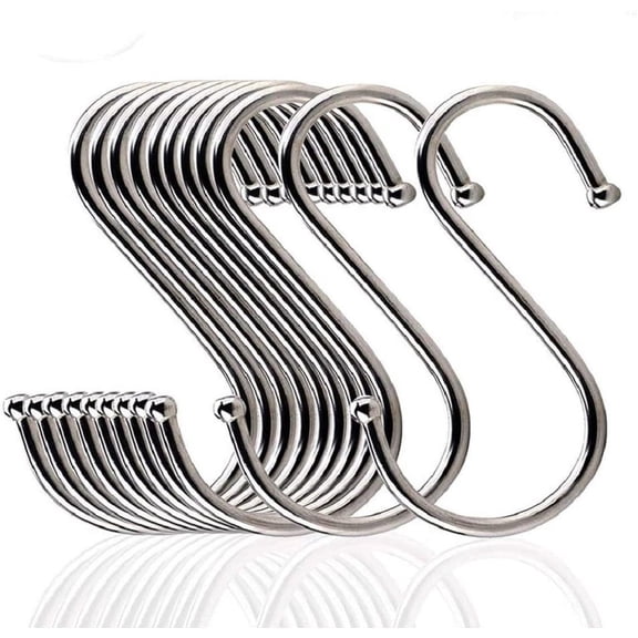 Triani S Shaped Hooks Stainless Steel Metal Hangers Hanging Hooks for Kitchen, Work Shop, Bathroom, Garden (S/6pcs)