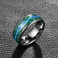 thumbnail image 4 of JQUEEN 8mm Blue Opal Dome Silver Tungsten Carbide Ring Malachite Wedding Bands Ring, 4 of 5