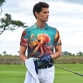 thumbnail image 3 of Pofeuu Underwater Plant Octopus Print Men's Loose Fit Midweight Short-Sleeve Pocket Polo-Medium, 3 of 6