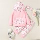 thumbnail image 2 of Gibobby Conjunto deportivo para niños Conjunto de ropa con capucha de manga larga con dibujos animados suaves para bebés y niñas pequeñas(Rosa,18-24 Meses), 2 of 5