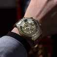 thumbnail image 2 of Reloj Mecánico Automático Vintage para Hombre, Esfera Esqueleto Correa de Cuero, Reloj de Pulsera Luminoso Impermeable de 30 M, 2 of 7