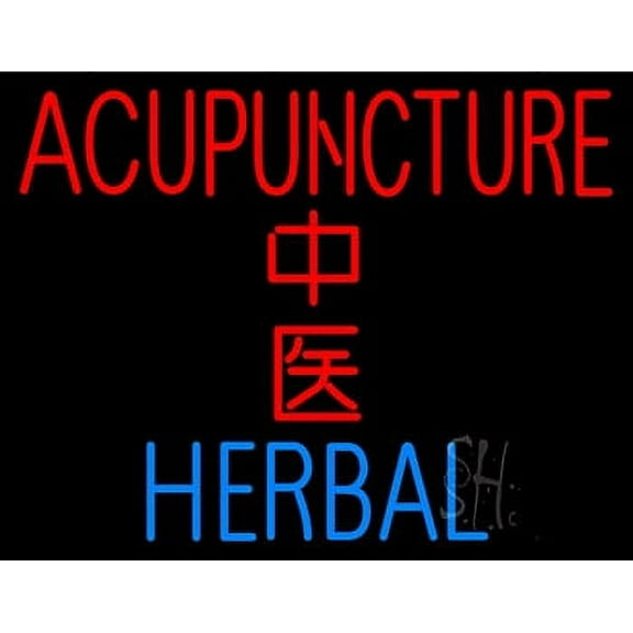 Acupuncture Herbal LED Neon Sign 15 x 19 - inches, Black Square Cut Acrylic Backing, with Dimmer - Bright and Premium built indoor LED Neon Sign for Defence Force.