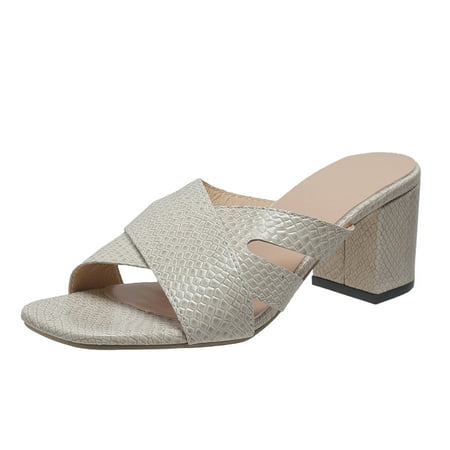 

Ediodpoh Women Sandals Fashion Summer New Pattern Solid Color Open Toe Thick Heel Square Heel Non Slip Slip on Comfortable Shoes Sandals for Women 2024 Beige 7(38)