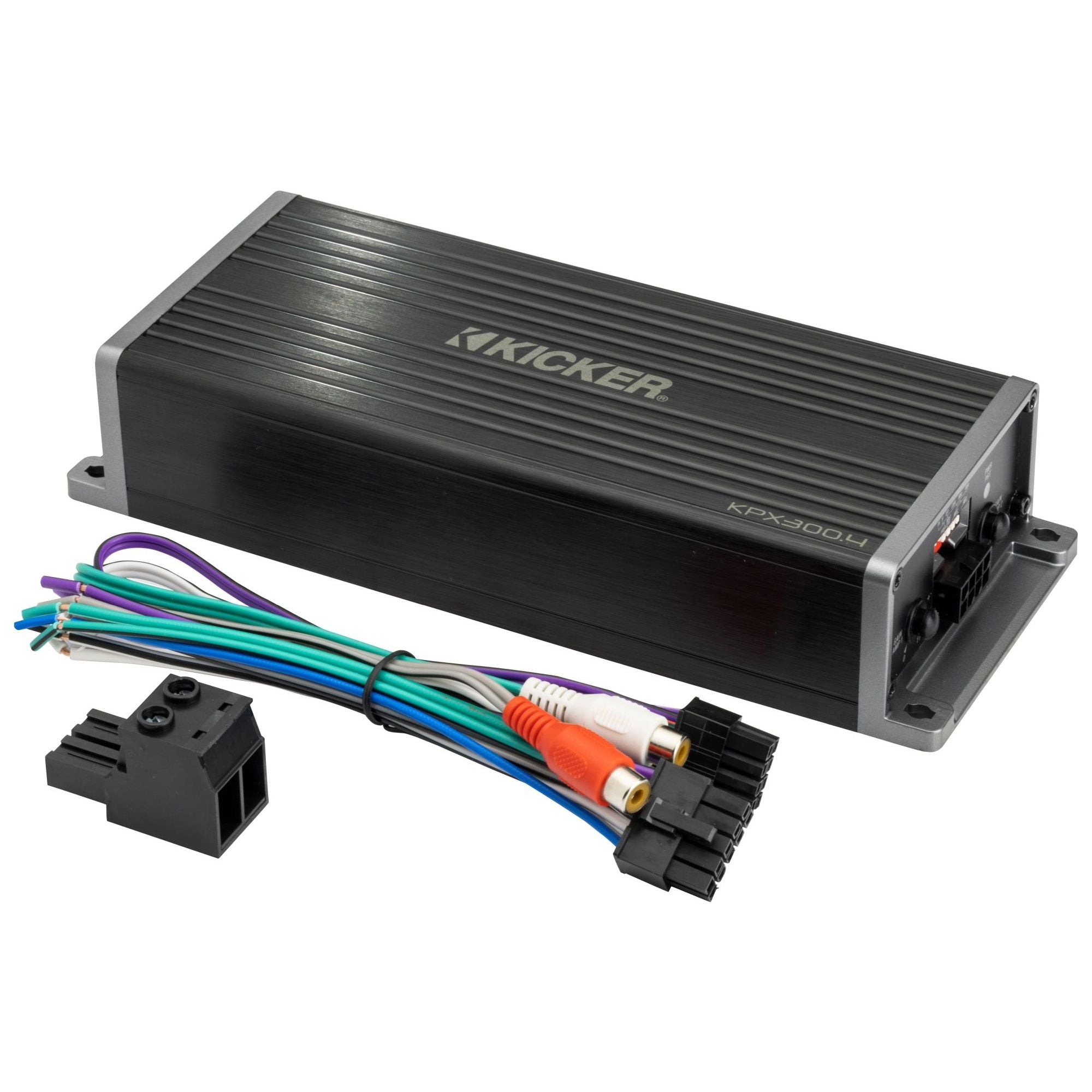 Kicker 51KPX5001 & 51KPX3004  KPX Powersports & Motorcycle Sub Amp w/  4 Full Range Amp Bundle ( Includes Bass Knob )