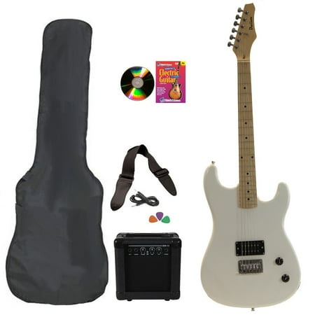 Davison Guitars Electric Guitar White Full Size With Amp Case Cord Picks And DVD
